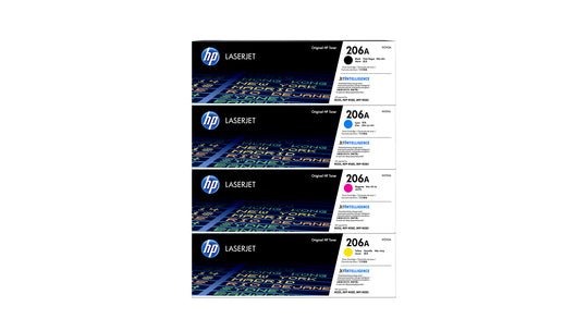 HP 206A Toner - Combo 4 pack - W2110A W2111A W2112A W2113A - Black Cyan Magenta Yellow - Original HP LaserJet Toner Cartridges