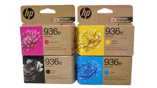 HP 936e EvoMore Ink SET – Combo 4 pack - 4S6V6LN 4S6V3LN 4S6V5LN 4S6V4LN- Black Cyan Yellow Magenta - Original HP Ink Cartridges
