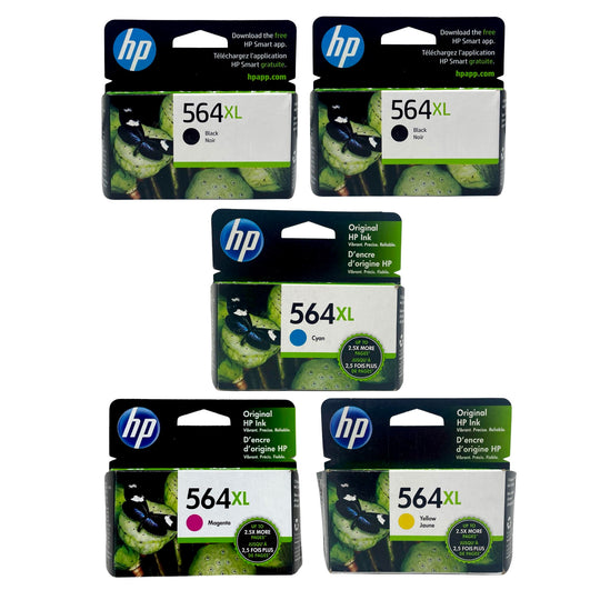 HP 564XL High Yield Ink 5 Pack - Black Cyan Magenta Yellow - Original HP Ink Cartridges (N9H68FN#140)