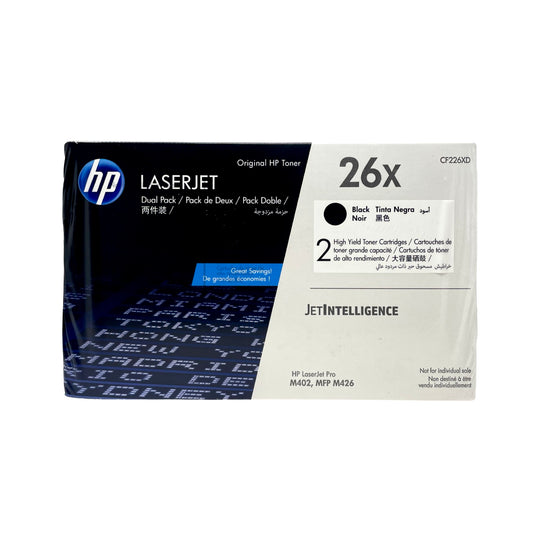 Genuine HP 26X CF226XD 2-Pack Black High-Yield LaserJet Toner Cartridge Dual-Pack