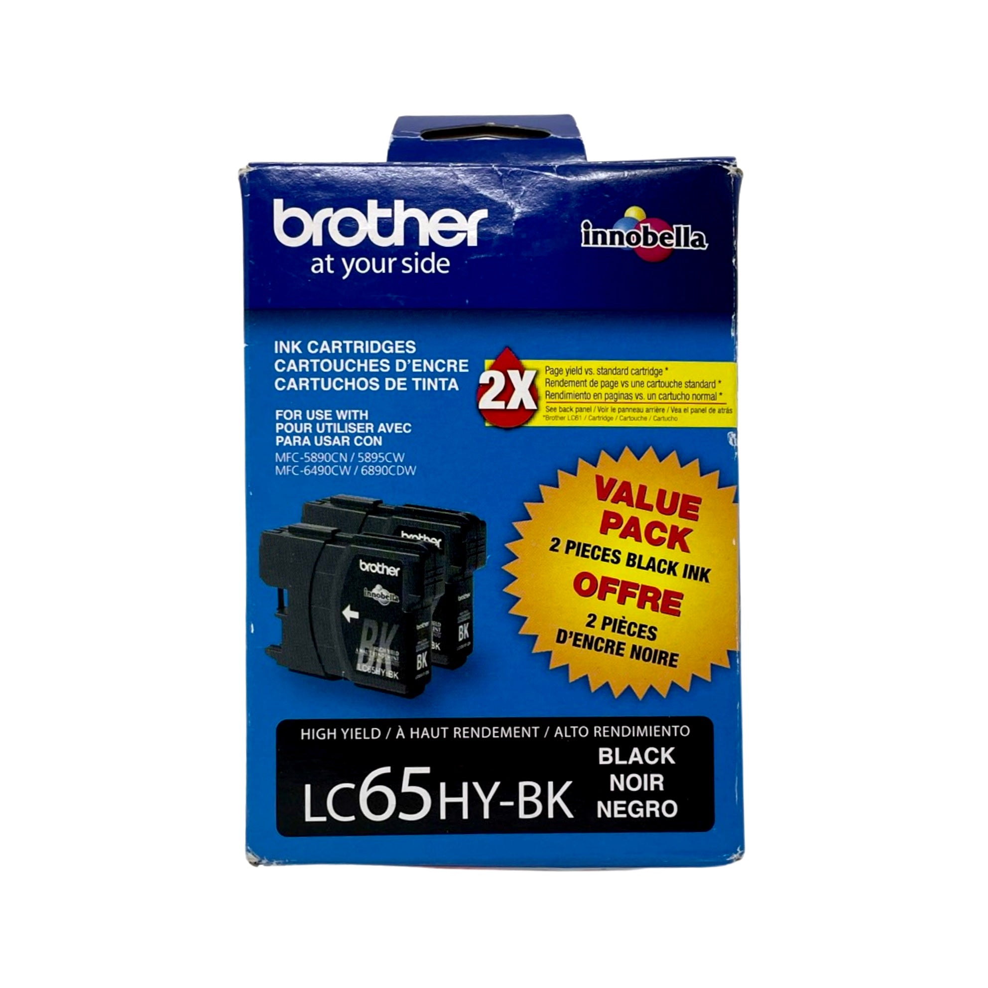 Brother LC-65 High Yield Ink Cartridges Pack Of 2 LC-652PKS