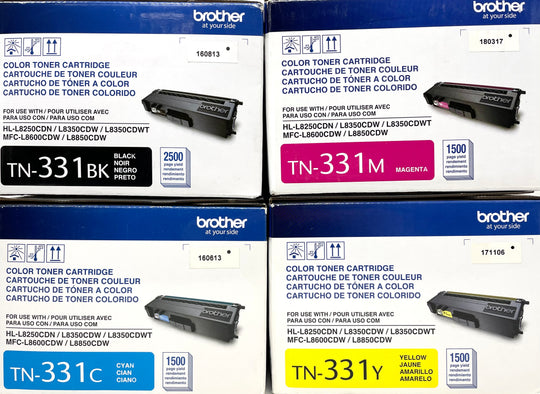 Brother TN-331 Black, Cyan, Magenta, Yellow Toner Cartridge Set