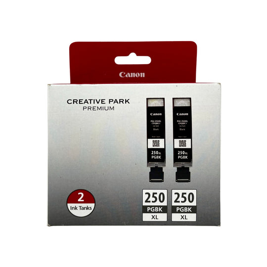 Genuine Canon PGI 250XL Twin Black Ink Cartridge, High Yield, 2/Pack (6432B004)