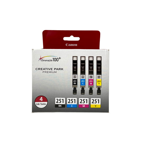 Genuine Canon CLI 251 Black/Color Ink Cartridges, Standard Yield 4/Pack (6513B004)