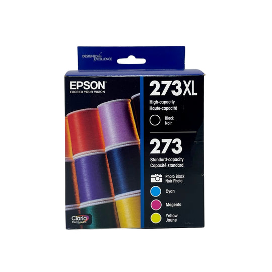 Genuine Epson 273XL/273 Black/Color Ink Cartridges, High Yield/Standard, 5/Pack (T273XL-BCS)