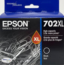 Genuine Epson 702XL Black Ink Cartridge, High Yield (T702XL120-S)