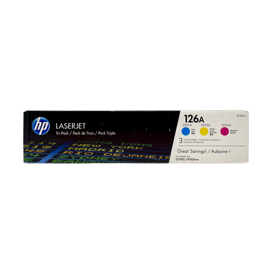 Genuine HP 126A CF341A LaserJet Toner Cartridges Tri-Color 3-Pack Cyan Magenta Yellow
