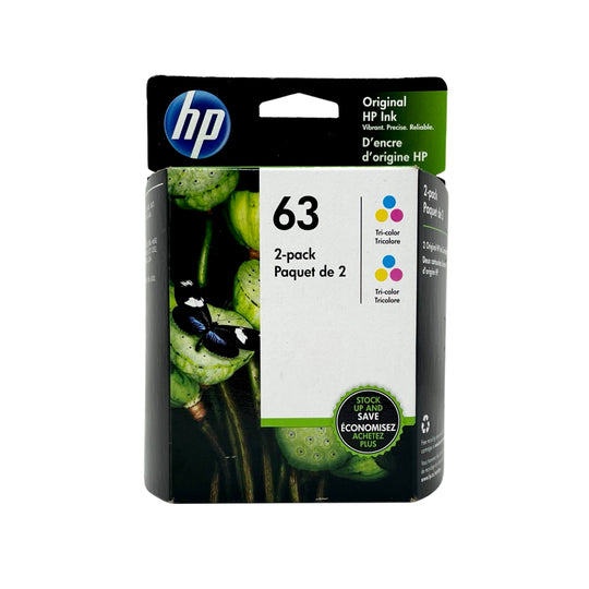 Genuine HP 63 Tri-Color Ink Cartridges, 2-Pack 1VV67AN#140