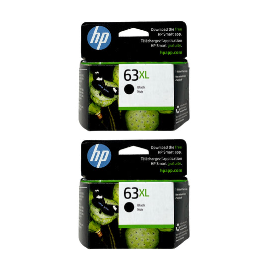 Genuine HP 63XL High Yield Ink Cartridge, Black, 2-Count