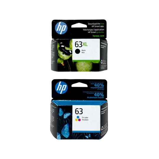 Genuine HP 63XL Black 63 Tri-Color Cyan Magenta Yellow Ink Cartridges