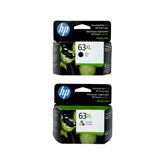 Genuine HP 63XL High Yield Ink Cartridge, Black & Tri-Color, Combo Pack