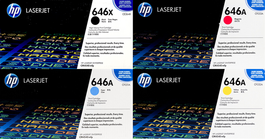 Genuine HP 646X 646A SET CE264X CF031A CF032A CF033A Black Cyan Magenta Yellow LaserJet Toner Cartridges