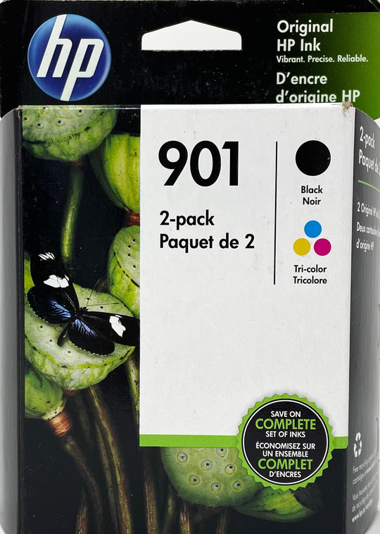 Genuine HP 901 Black and Tri-Color Ink Cartridges, 2-Pack (CN069FN#140)