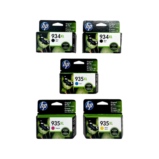 Genuine HP 934XL/935XL Black/Cyan/Magenta/Yellow Ink Cartridges, High Yield, 5/Pack (6ZA02AN#140)