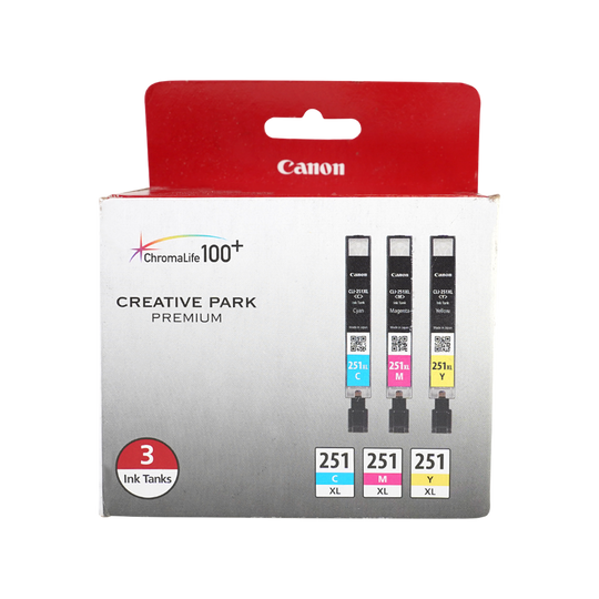 Genuine Canon CLI 251XL 3 Color Combination Ink Cartridges, High Yield, 3/Pack (6449B009)