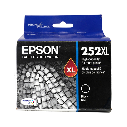 Genuine Epson DURABrite Ultra 252XL Black Ink Cartridge, High Yield (T252XL120-S)