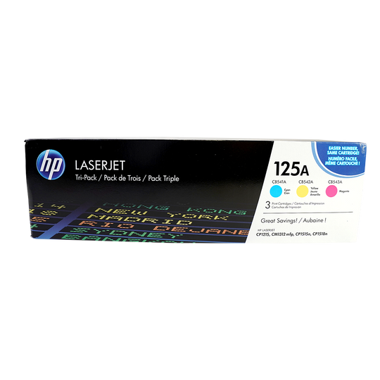 Genuine HP 125A CE259A LaserJet Toner Cartridges Tri-Color 3-Pack Cyan Magenta Yellow