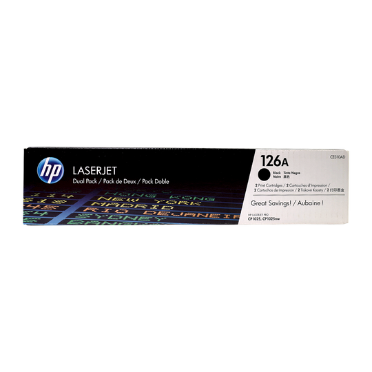 Genuine HP 126A Black 2-Pack CE310AD LaserJet Toner Cartridges Dual Pack