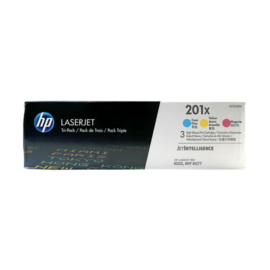 Genuine HP 201X CF253XM LaserJet Toner Cartridges Tri-Color 3-Pack Cyan Magenta Yellow