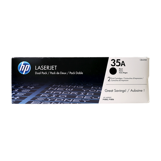 Genuine HP 35A 2-Pack CB435D LaserJet Black Toner Cartridges Dual Pack