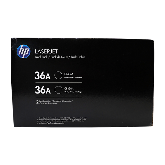 Genuine HP 36A 2-Pack CB436D Black LaserJet Toner Cartridges Dual Pack