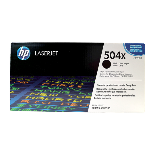 Genuine HP 504X Black CE250X High-Yield LaserJet Toner Cartridge