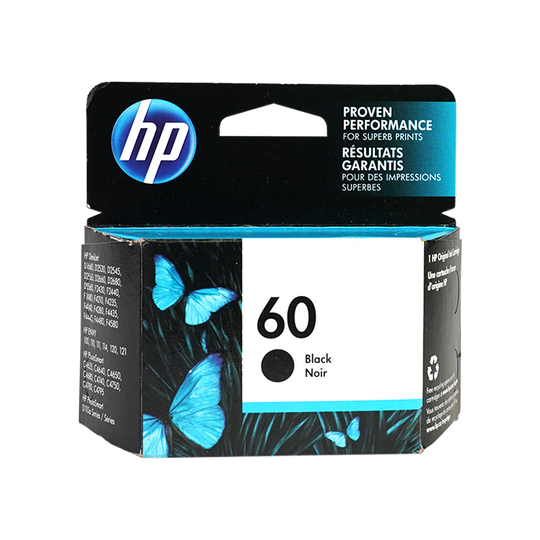 Genuine HP 60 Black Ink Cartridge, Standard (CC640WN#140)