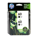 Genuine HP 60 Black Ink Cartridges, Standard, 2/Pack (CZ071FN