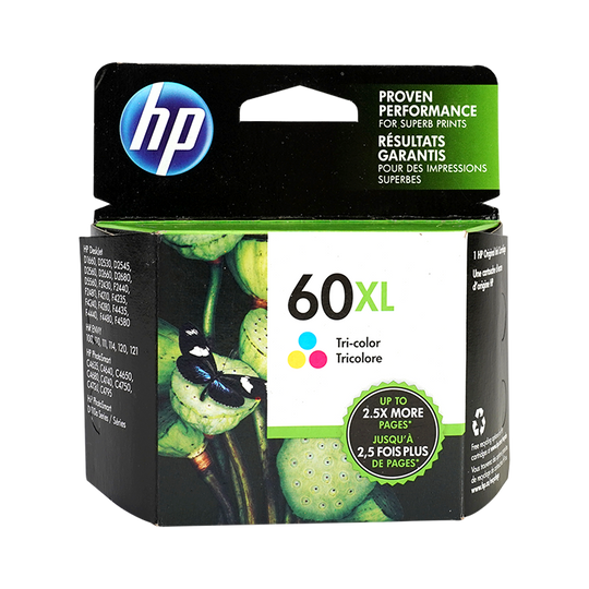 Genuine HP 60XL Tri-Color Ink Cartridge, High-Yield (CC644WN)