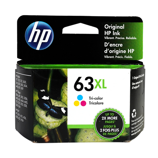 Genuine HP 63XL Tri-Color Ink Cartridge, High-Yield (F6U63AN#140)