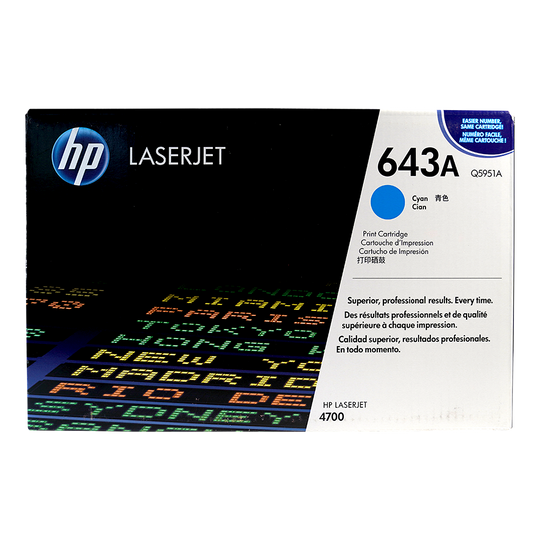 Genuine HP 643A Cyan Q5951A LaserJet Toner Cartridge