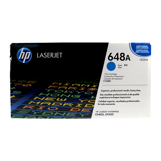 Genuine HP 648A Cyan CE261A LaserJet Toner Cartridge
