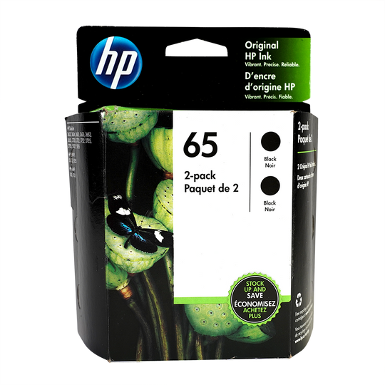 Genuine HP 65 Black Original Ink Twin Pack