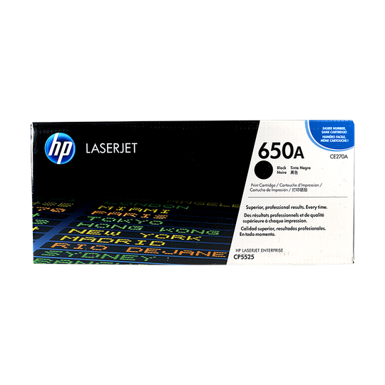 Genuine HP 650A Black CE270A LaserJet Toner Cartridge