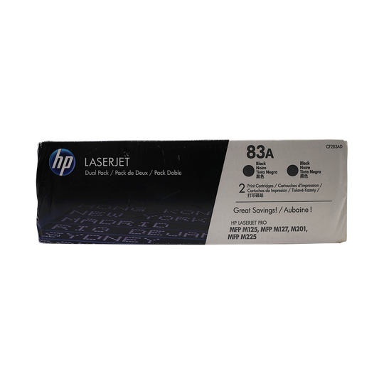 Genuine HP 83A 2-Pack CF283AD Black LaserJet Toner Cartridges Dual Pack