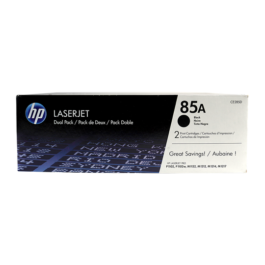Genuine HP 85A 2-Pack CE285D Black LaserJet Toner Cartridges Dual Pack