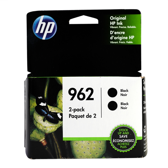 Genuine HP 962 Black Ink Cartridges, Standard Yield, 2/Pack (3JB33AN)Genuine HP 962 Black Ink Cartridges, Standard Yield, 2/Pack (3JB33AN)