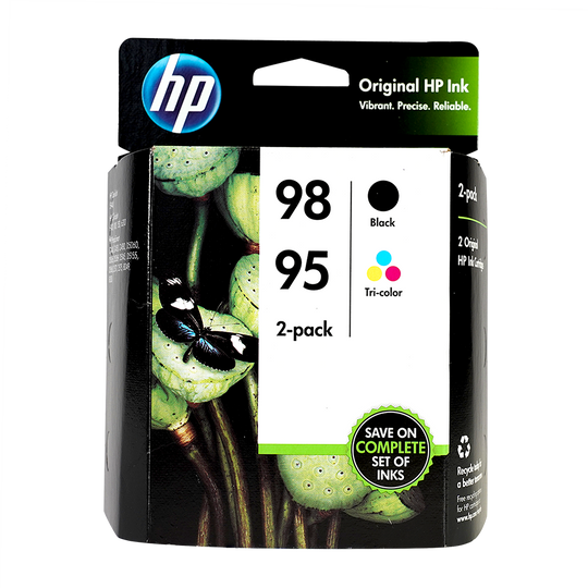 Genuine HP 98 Black & 95 Tri-Color Ink Cartridge Combo Pack (CB327FN#140)
