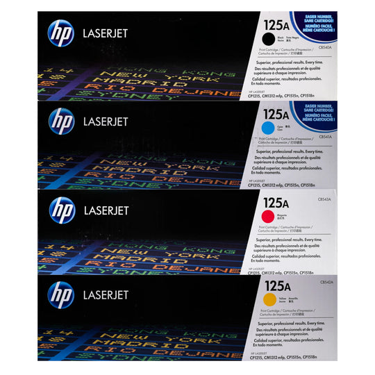 Genuine HP 125A SET CB540A CB541A CB542A CB543A Black Cyan Magenta Yellow LaserJet Toner Cartridges