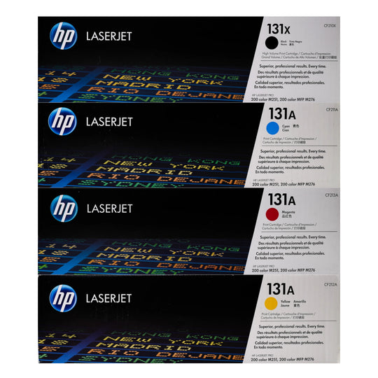 HP 131X / HP 131A Toner 4 Pack - CF210X CF211A CF212A CF213A - Black Cyan Magenta Yellow - Original HP LaserJet Toner Cartridges