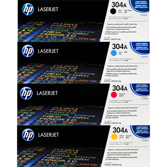 Genuine HP 304A SET CC530A CC531A CC532A CC533A Black Cyan Magenta Yellow LaserJet Toner Cartridges