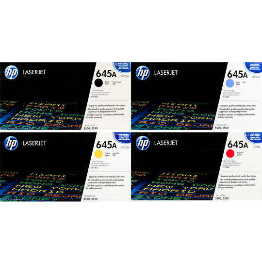 Genuine HP 645A SET C9730A C9731A C9732A C9733A LaserJet Toner Cartridges Black Cyan Magenta Yellow