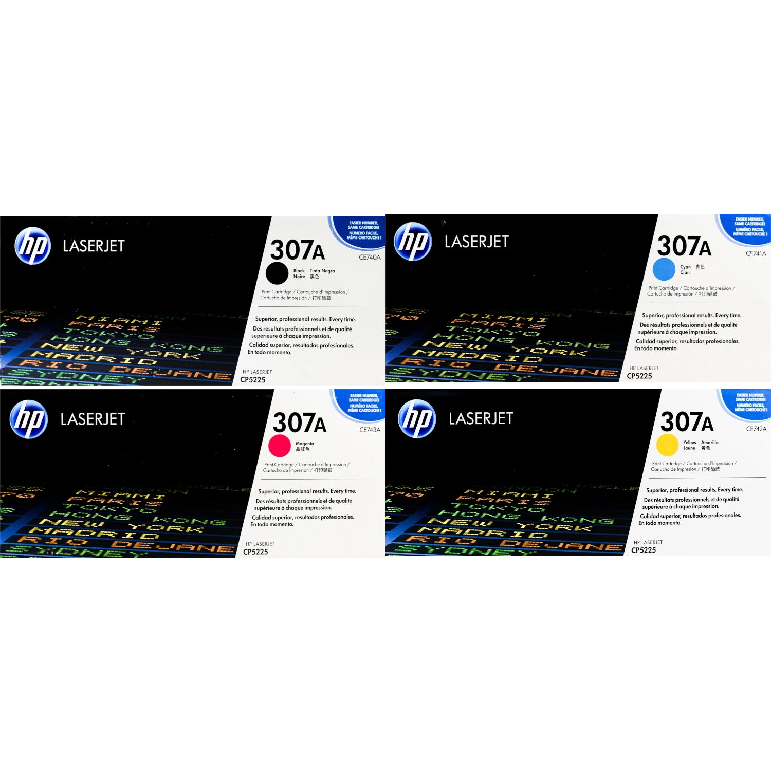 Resonate cylinder indlysende HP 307A Toner 4 Pack - CE740A CE741A CE742A CE743A - Black Cyan Magent