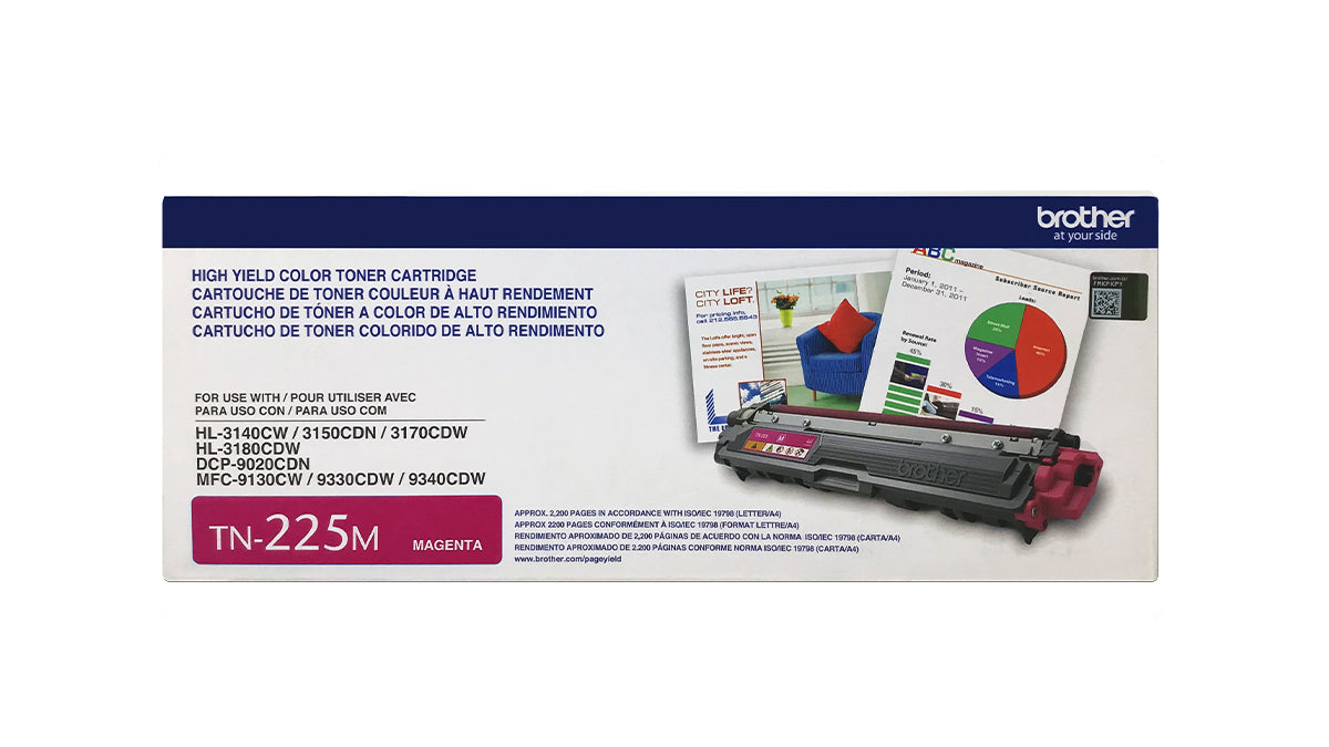 Brother TN-225 High Yield Toner - TN225M - Magenta - Original Brother Laser Toner Cartridge