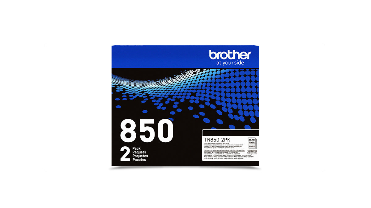 Brother TN-850 High Yield Toner 2 Pack - TN850BK - Black - Original Brother Laser Toner Cartridge