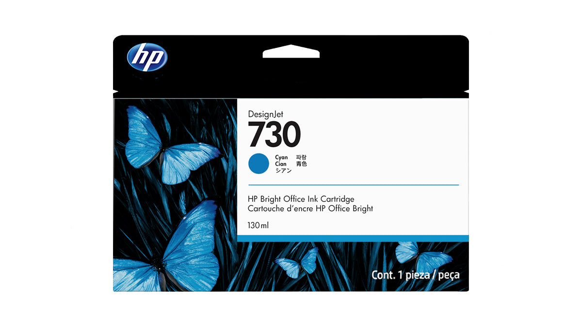 HP 730 130-ml Ink - Cyan - Original HP DesignJet Ink Cartridge (P2V62A)