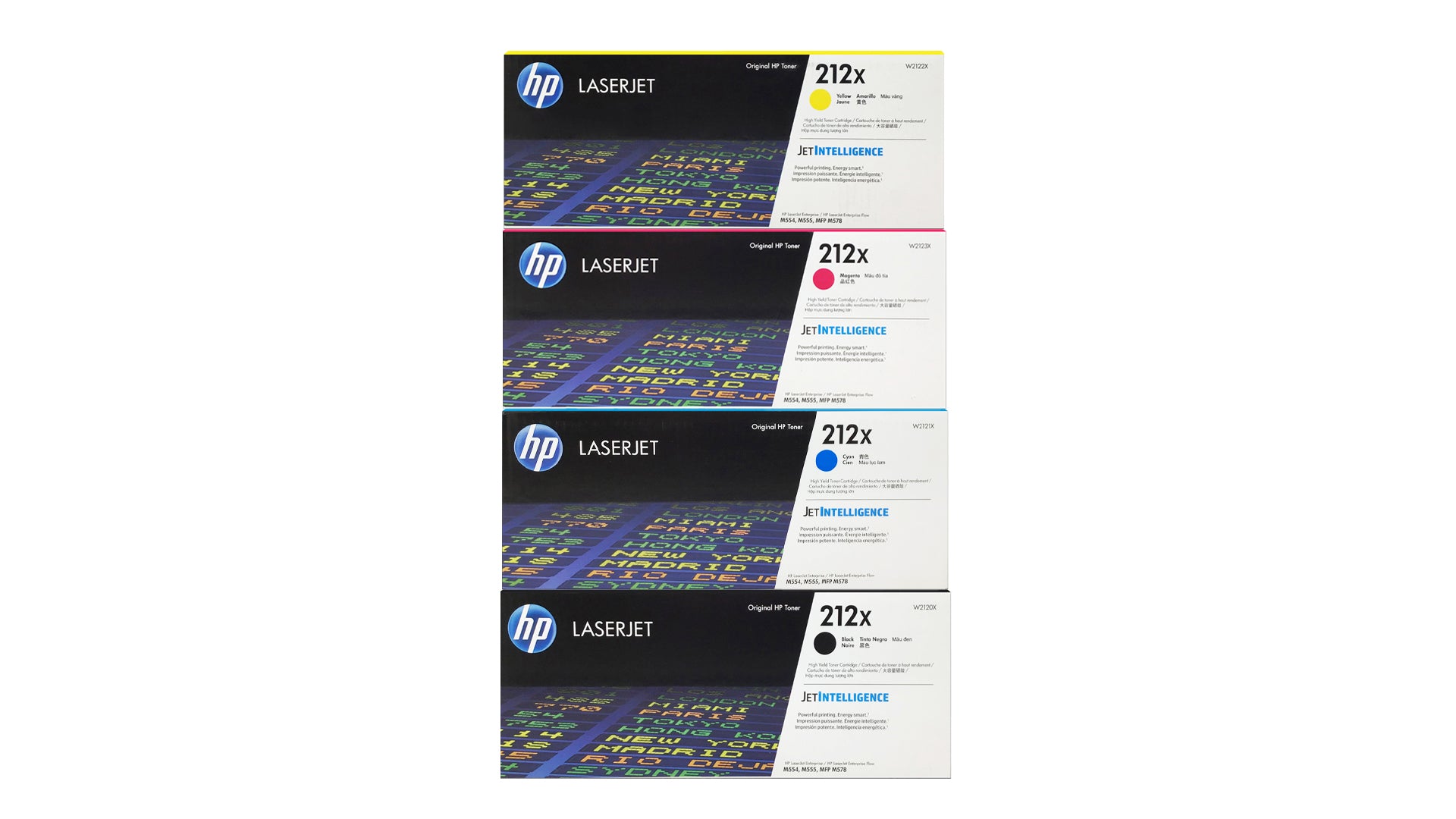 HP 212X High Yield Toner - 4 pack - W2120X  W2121X   W2123X  W2122X -Black Cyan Magenta Yellow - Original HP LaserJet Toner Cartridges