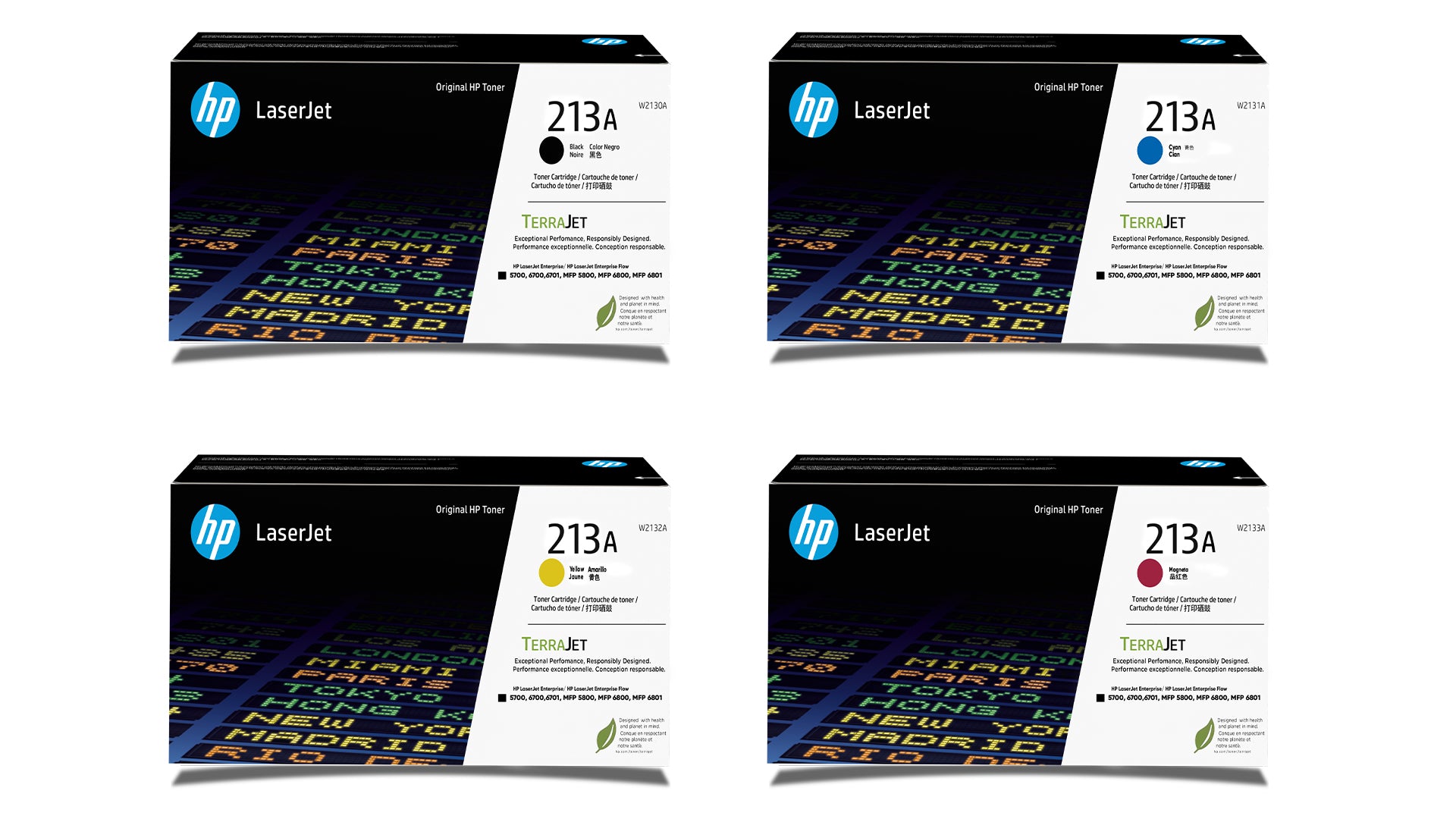 HP 213A Toner 4 pack - W2130A  W2131A W2133A W2132A - Black Cyan Magenta Yellow - Original HP Toner Cartridges