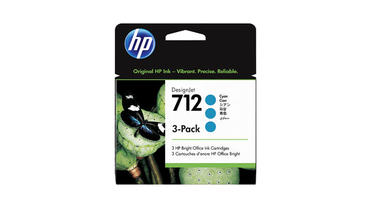 HP 712 Ink - Cyan 3 Pack- Original HP DesignJet Ink Cartridge (3ED77A)