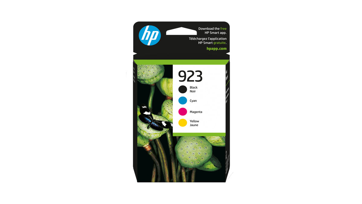 HP 923 Ink - Combo 4 pack -  Black Cyan Yellow Magenta  - Original HP Ink Cartridges (6C3Y6LN)